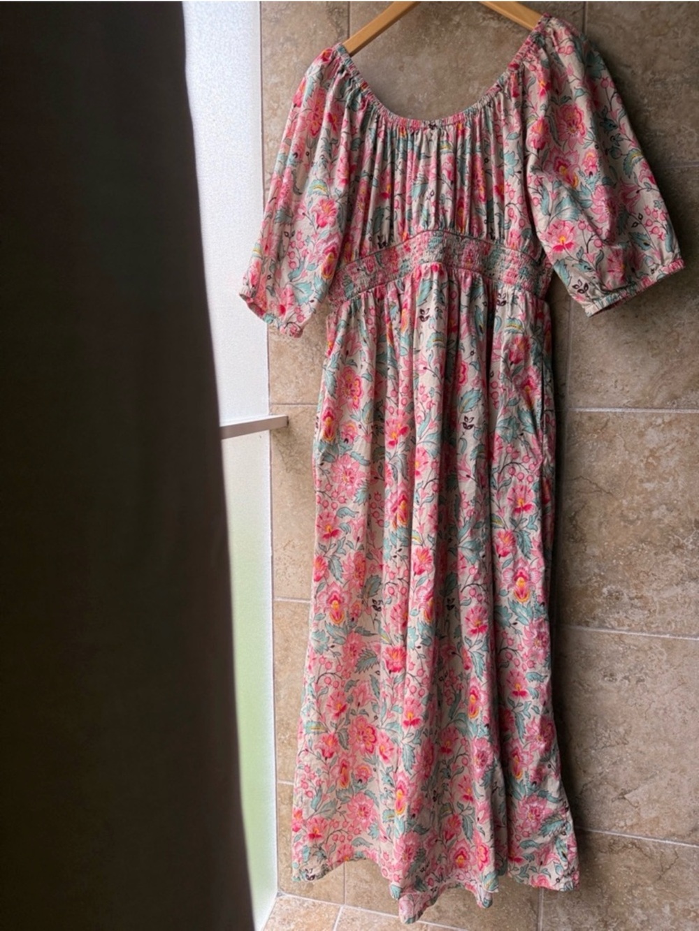 Boden Gardenia Whirl Floral Cotton Midi Dress Pockets Smocked US 16/18 - Picture 8 of 13